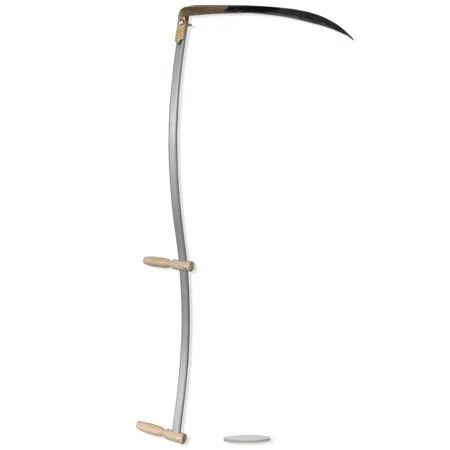 Outdoor Metal Scythe Garden Farm Tool Solid Wooden Handle Grass Weed Scythe Grinding Stone