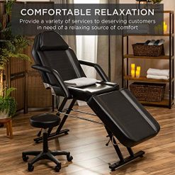 Alternative view of Best Choice Products 71in 3-Section Multipurpose Massage Bed, Spa & Salon Facial, Tattoo Chair w/Hydraulic Stool, Removable Headrest, Facial Cradle, Towel Hanger – Black