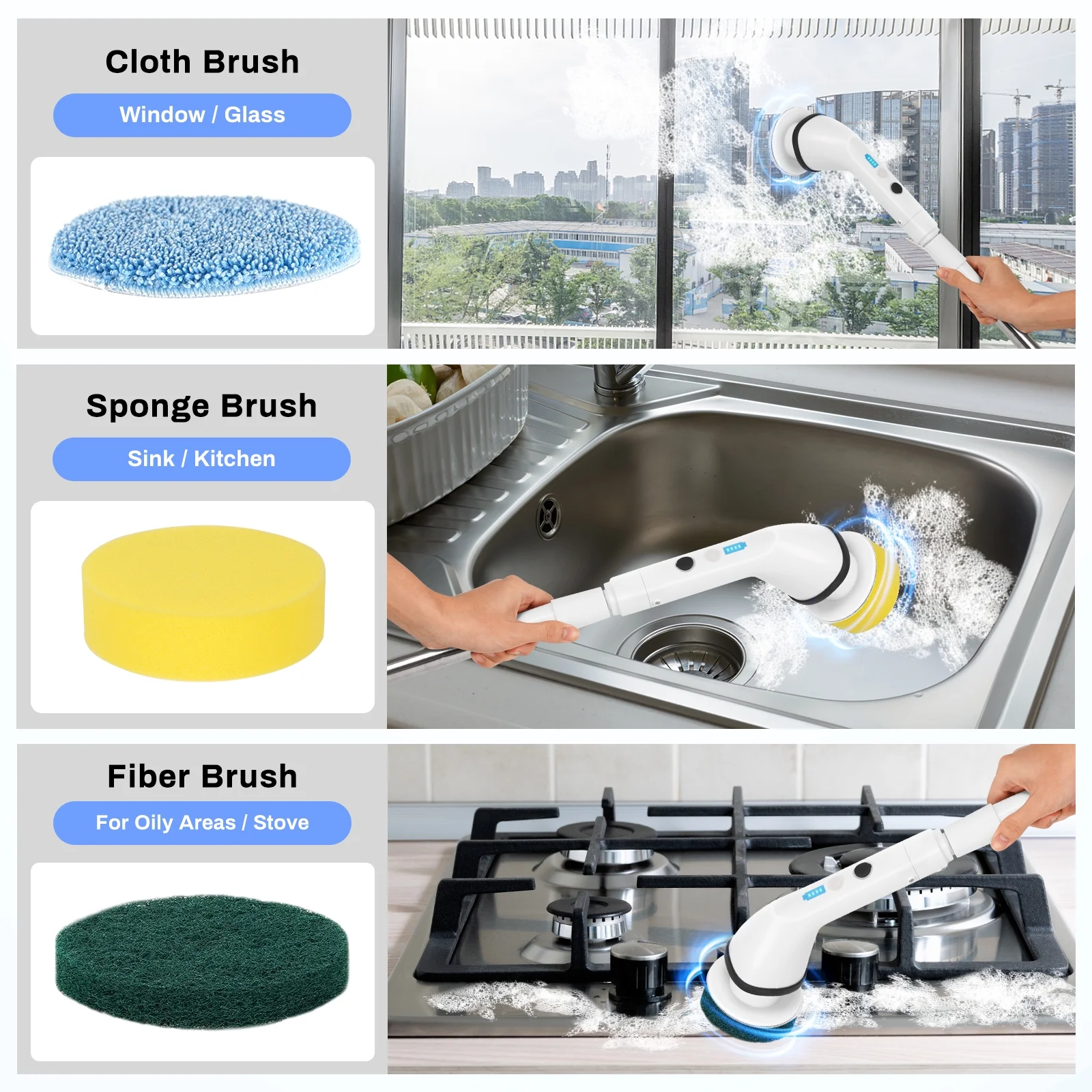VAVSEA Electric Spin Scrubber,Cleaning Brush for Bathroom,1.5H 300RPM Shower Scrubber Kit for Floor Tile Bathtub,51 inch - Image 7