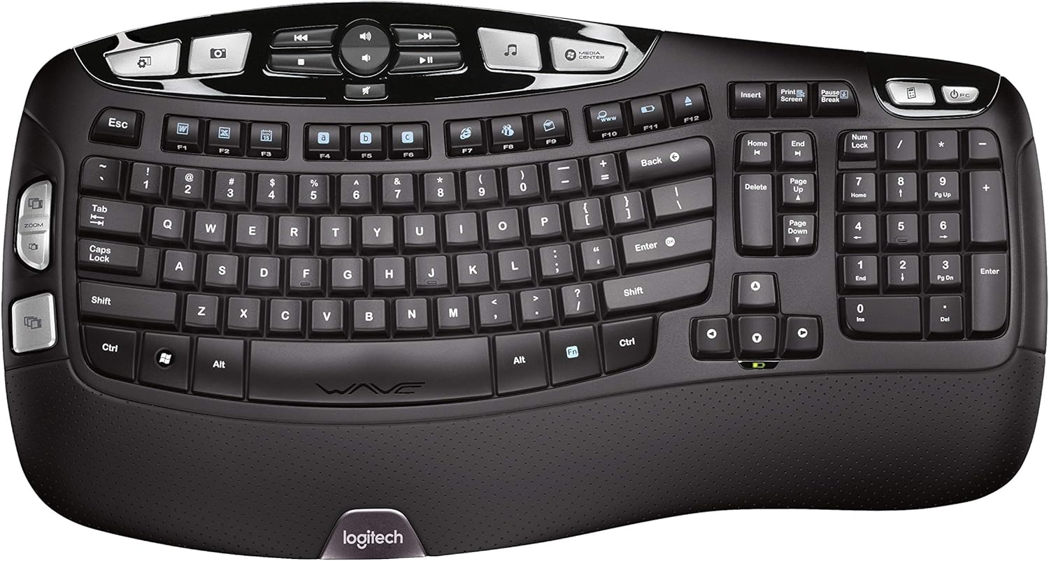 Logitech K350 Wireless Wave Ergonomic Keyboard with Unifying Wireless Technology – Black