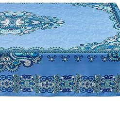 YiHomer Mykonos Blue Paisley Tile Bordered Tabletop for Spring Summer Decorations, Picnics and Dinner Parties – Indoor Outdoor, Stain and Water Resistant, Tablecloth, 60 x 84 Rectangle