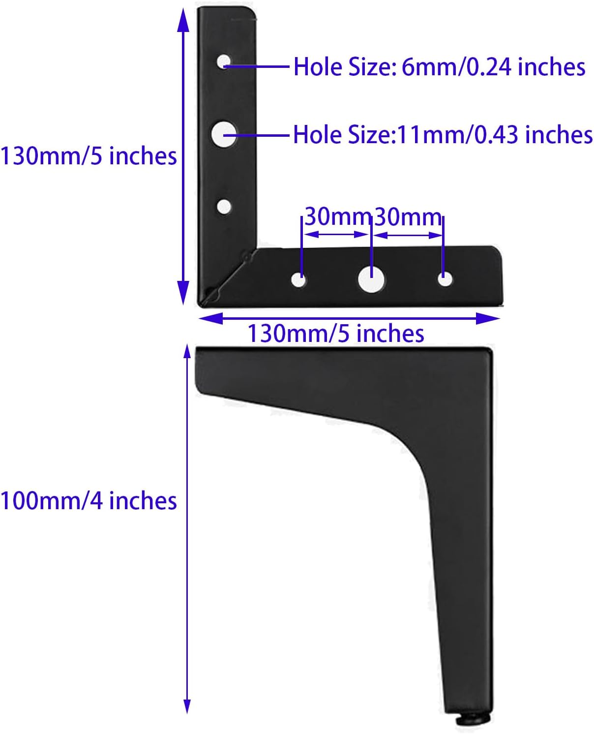 4 Inch Furniture Legs Modern Metal Cabinet Legs Set of 4, Furniture Feet Black Dresser Legs DIY Replacement Feet for Table Sofa Nightstand Chair Couch Ottoman Cabinet - Image 2