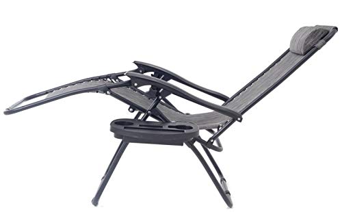 BTEXPERT Adjustable Steel Mesh Zero Gravity Lounge Chairs Outdoor Patio Recliner Beach Yard Garden with Pillow Utility Tray Cup Holder Gray Case Pack (Set of 2 pcs), Two Piece, Grey - Image 4