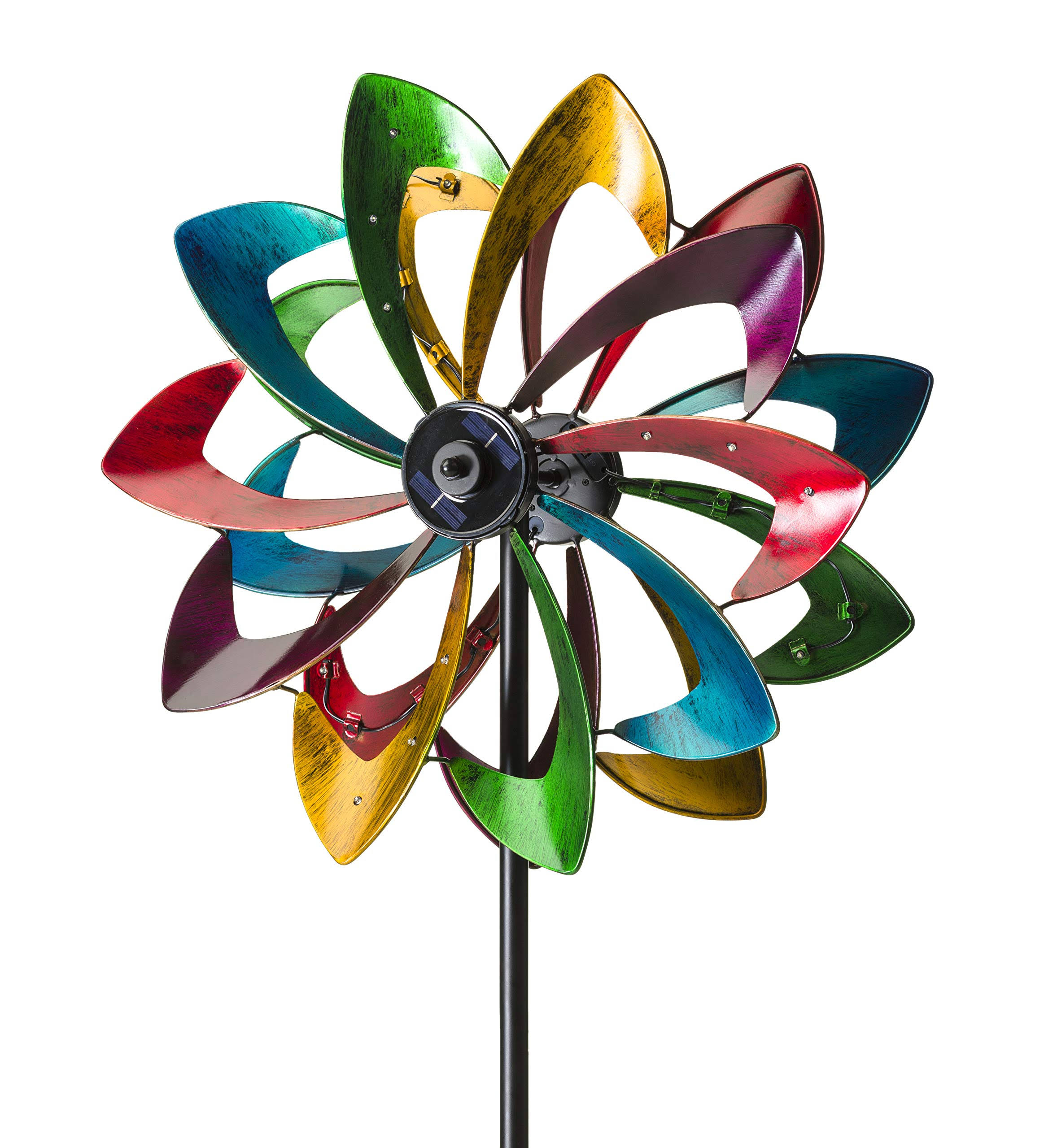 Solar LED Flower Garden Wind Spinner, in Antique