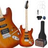 Leo Jaymz 39 Full Size ST Style Electric Guitar Starter Kit with SSH Pickup, 5W Portable Amp, Tuner, Gig Bag, Strap & Accessories (Violet Ocean)