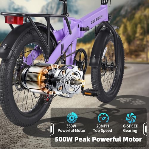 Folding Electric Bike for Adults, 20??3.0 Fat Tire Electric Bicycle, 374.4Wh Battery Ebike, 20MPH Electric Cargo Bike with LCD Color Display & 6 Speed Gears (Fits for 5’0+) - Image 6