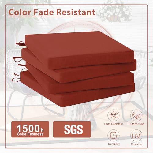 Favoyard Outdoor Chair Cushion Set of 4 Rainproof & Color Fade Resistant 19 x 19 x 2 in Square Corner Patio Furniture Cushions with Waterproof Hidden Zipper Attach Ties for Dining Table Chairs Seats - Image 7