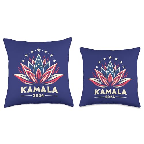 Kamala Harris 2024 American Lotus Presidential Campaign Throw Pillow - Image 3