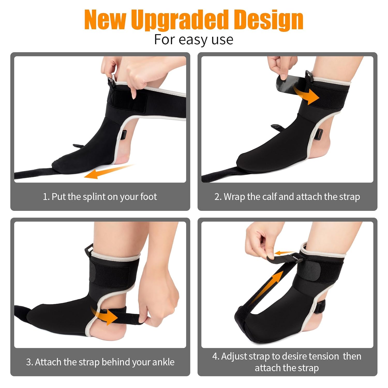 Plantar Fasciitis Night Splint Sock Upgraded Plantar Fasciitis Brace with Support Plate for Women Men for Achilles Tendonitis Foot Drop Heel Spur Pain Relief Black (Small) - Image 6