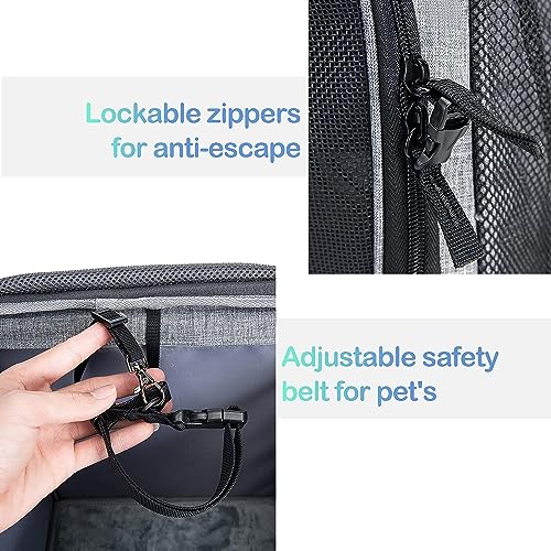 Dog Bike Basket Carrier, Pet Bicycle Front Carrier Backpack for Bike Riding Foldable Removable, Reflective Strips, 2 Side Storage Pockets, Pet Travel Bag for Cats Small Dogs - Image 9