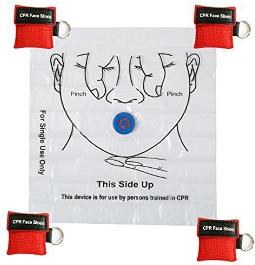 100pcs CPR Face Shield Mask Keychain Keyring Emergency Kit CPR Face Shields for First Aid or CPR Training (Red-100) - Image 5