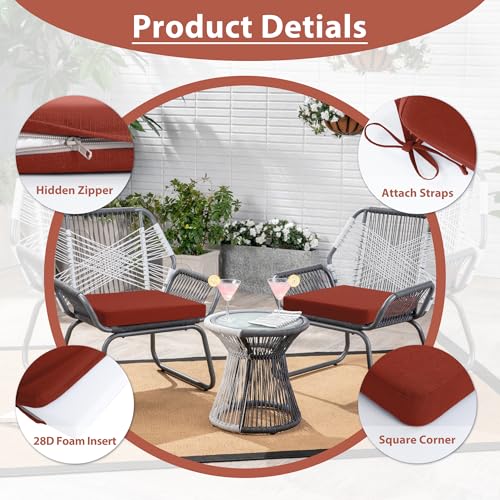 Favoyard Outdoor Chair Cushion Set of 4 Rainproof & Color Fade Resistant 19 x 19 x 2 in Square Corner Patio Furniture Cushions with Waterproof Hidden Zipper Attach Ties for Dining Table Chairs Seats - Image 9