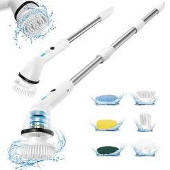 VAVSEA Electric Spin Scrubber,Cleaning Brush for Bathroom,1.5H 300RPM Shower Scrubber Kit for Floor Tile Bathtub,51 inch