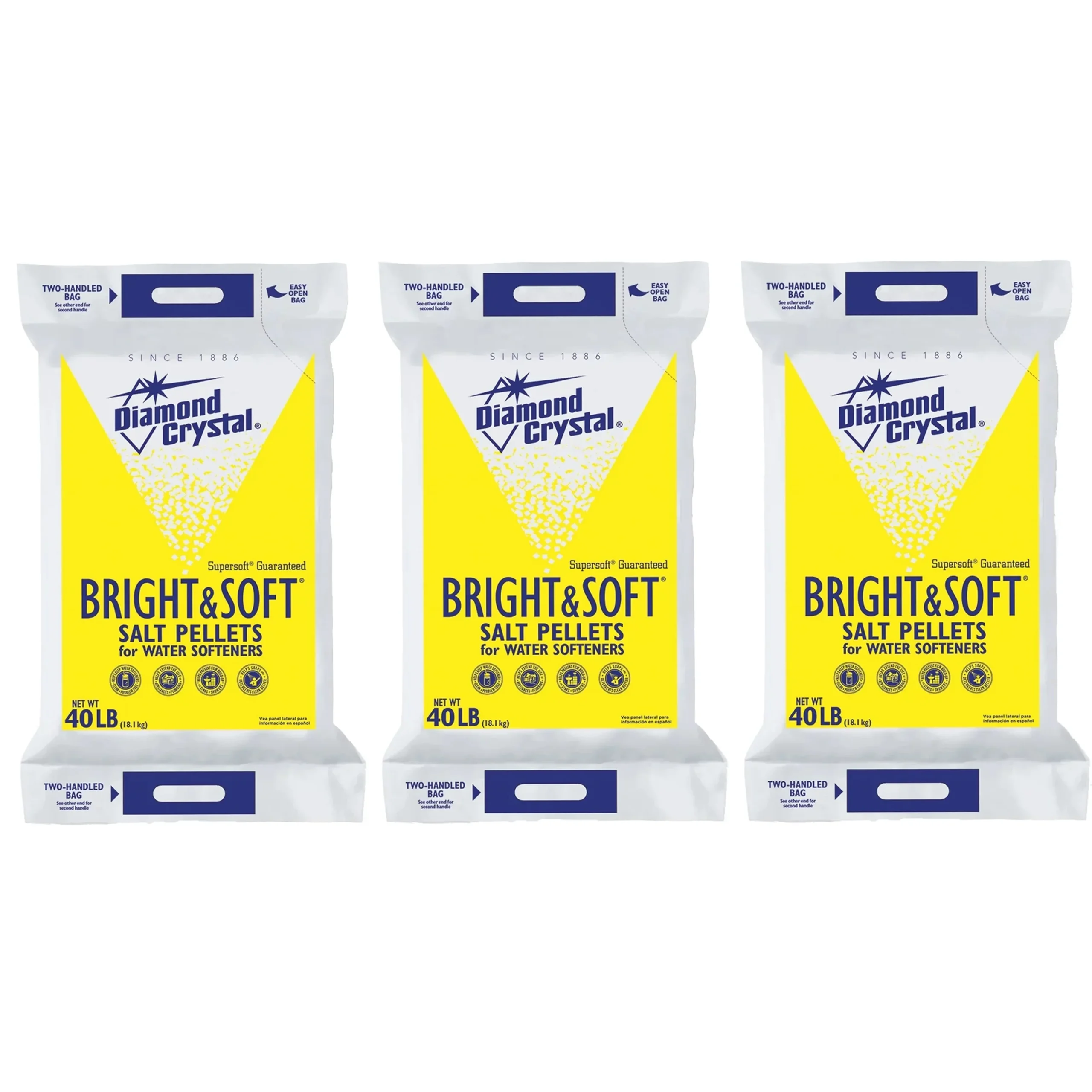 Diamond Crystal Bright & Soft Water Softener Salt Pellets, 40 lb. Bag-3-Pack