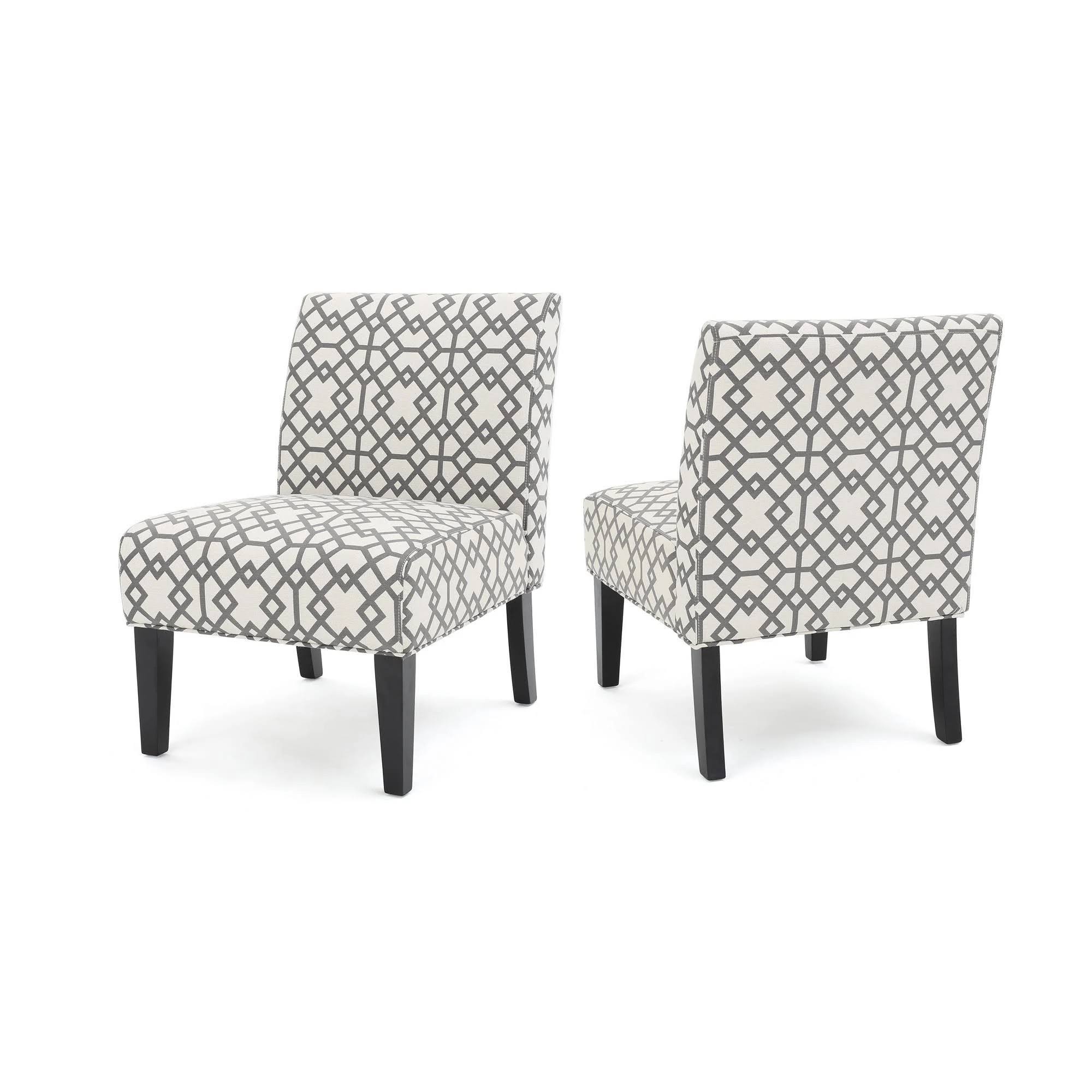 Set of 2 Kassi Accent Chair Geometric Patterned Gray – Christopher Knight Home