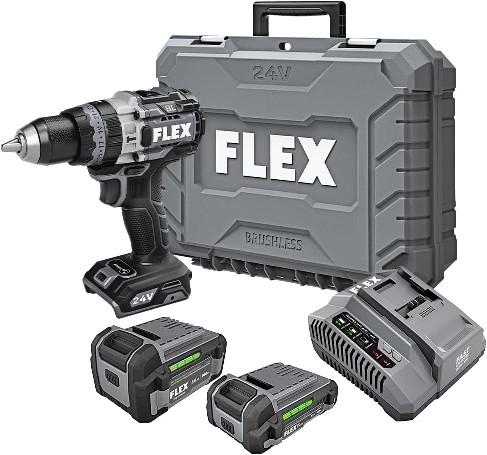 FLEX 24V Brushless Cordless 1/2-Inch 1,400 In-Lbs Torque 2-Speed Hammer Drill Turbo Mode Kit with 6.0Ah Stacked Lithium Battery and 280W Rapid Charger – FX1271T-1H - Image 5
