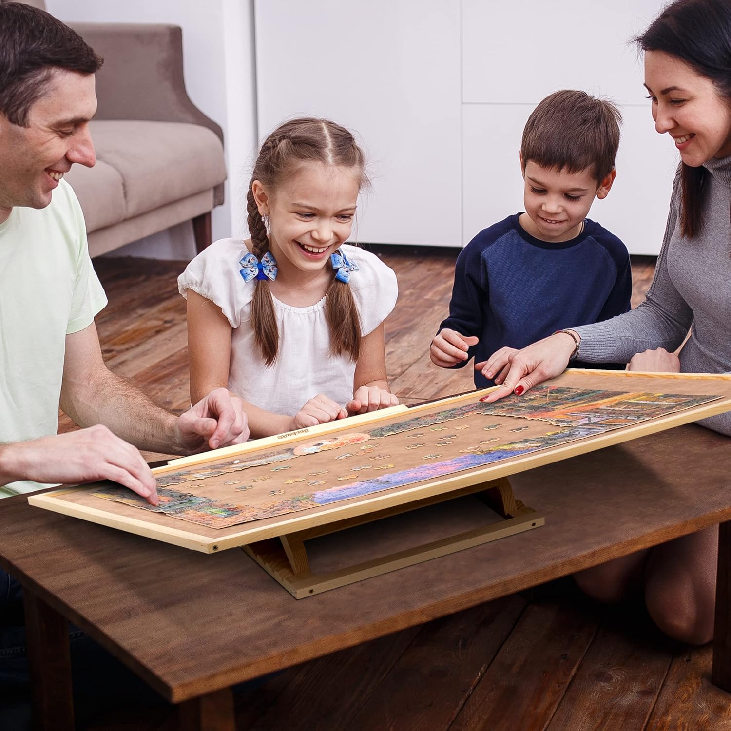 Becko US Puzzle Board & Bracket Set/Wooden Puzzle Board Kit/Jigsaw Puzzle Plateau – with Puzzle Board for Up to 1500 Pieces - Image 7