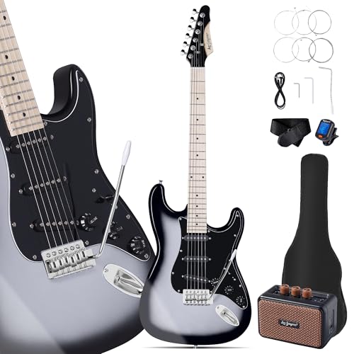 Leo Jaymz 39 Full Size ST Style Electric Guitar Starter Kit with SSH Pickup, 5W Portable Amp, Tuner, Gig Bag, Strap & Accessories (Violet Ocean) - Image 21