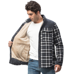 Men’s Winter Plaid Sherpa Lined Jacket