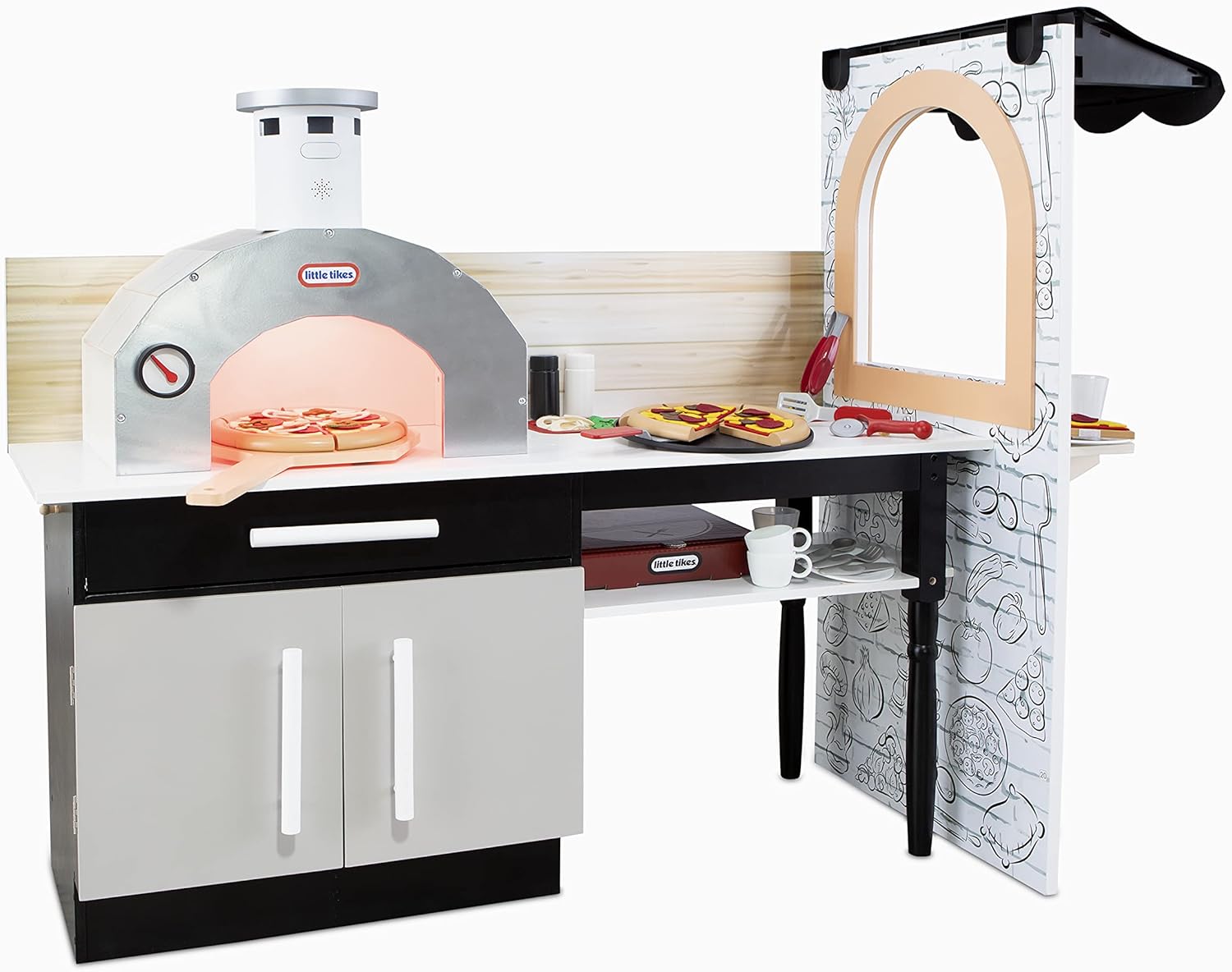 Toys AND Games Little Tikes Real Wood Pizza Restaurant Wooden Play Kitchen Cook and Serve with Realistic Lights Sounds and Dual-Sided Play, 20+ Accessories Set, Gift for Kids, Large Toy for Girls & Boys Ages 3+