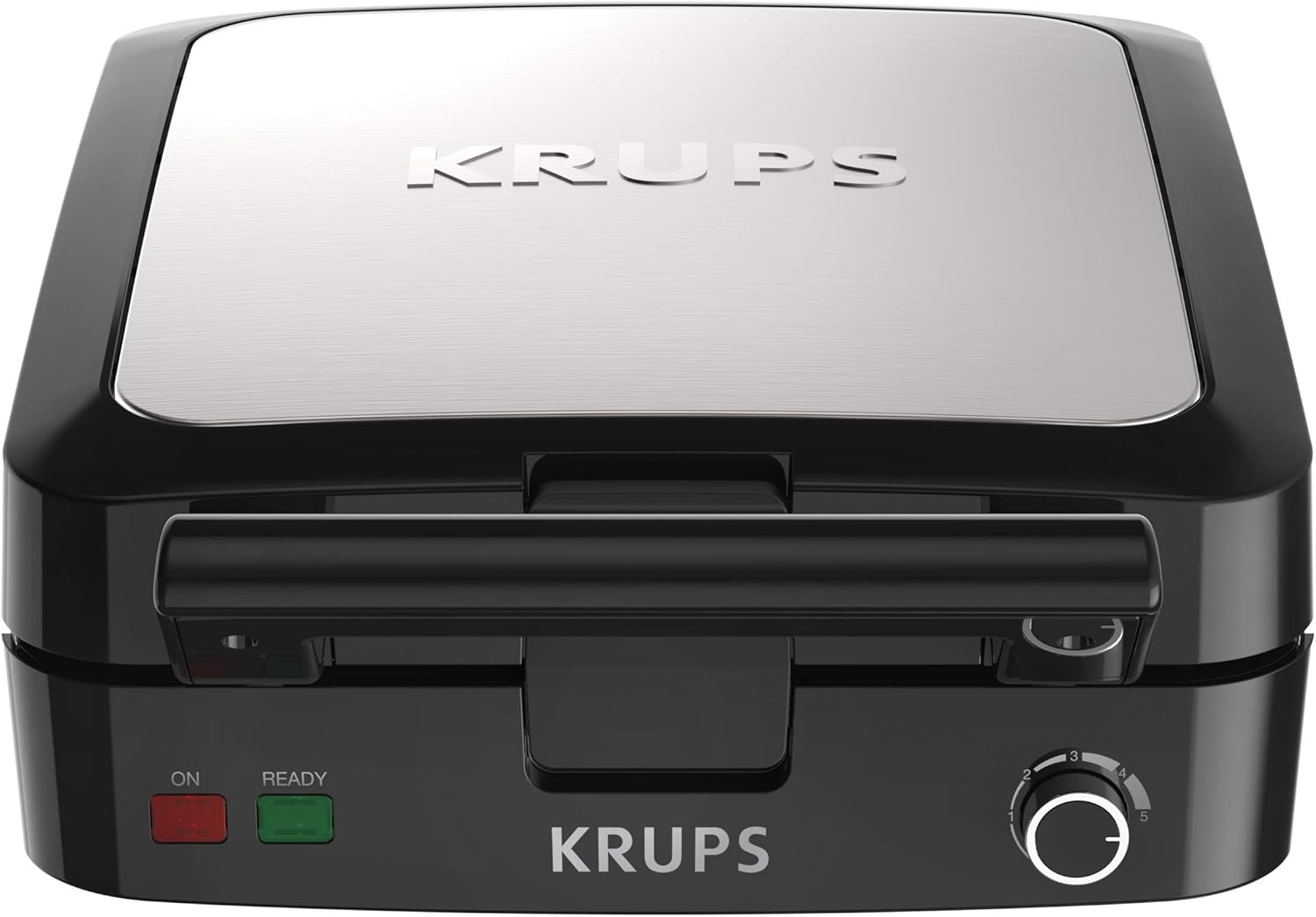 KRUPS Belgian Waffle Maker, Waffle Maker with Removable Plates, 4 Slices, Silver/Black