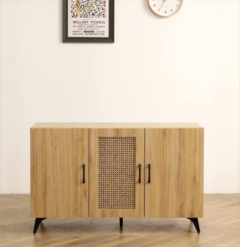 Spacious 45 Sideboard Buffet Cabinet with Rattan Mesh Doors, Durable Melamine and Carbon Steel Kitchen Storage Cabinet, Elegant Engineering Wood Frame, Versatile for Dining Room, Bedroom - Image 5