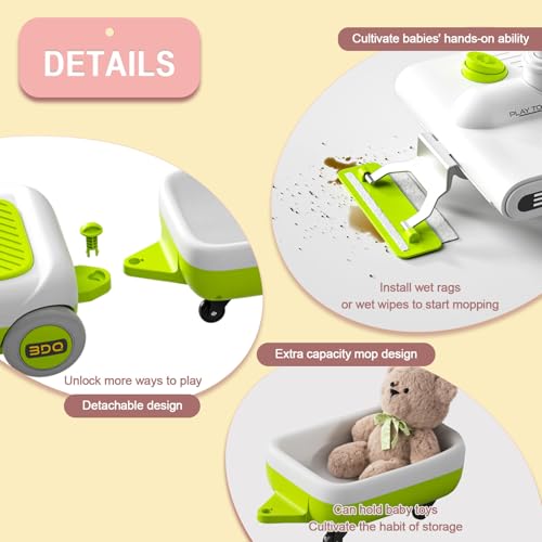 12V Electric Ride-On Car for Kids with Cleaning Fun | Go Kart | 3 in 1 Kids Electric Vehicle | Detachable Cleaner & LED Lights,Safe Toy for Ages 3-8, Indoor/Outdoor Use Safe & Educational Gift (Green) - Image 12