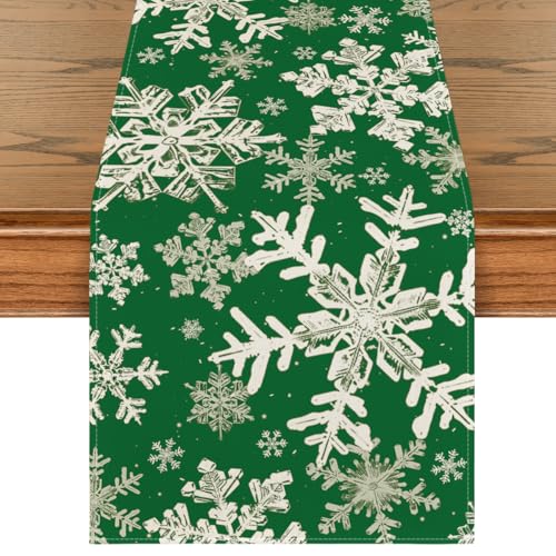 Artoid Mode Navy Blue Snowflakes Christmas Table Runner, Seasonal Winter Holiday Kitchen Dining Table Decoration for Home Party Decor 13×72 Inch - Image 7