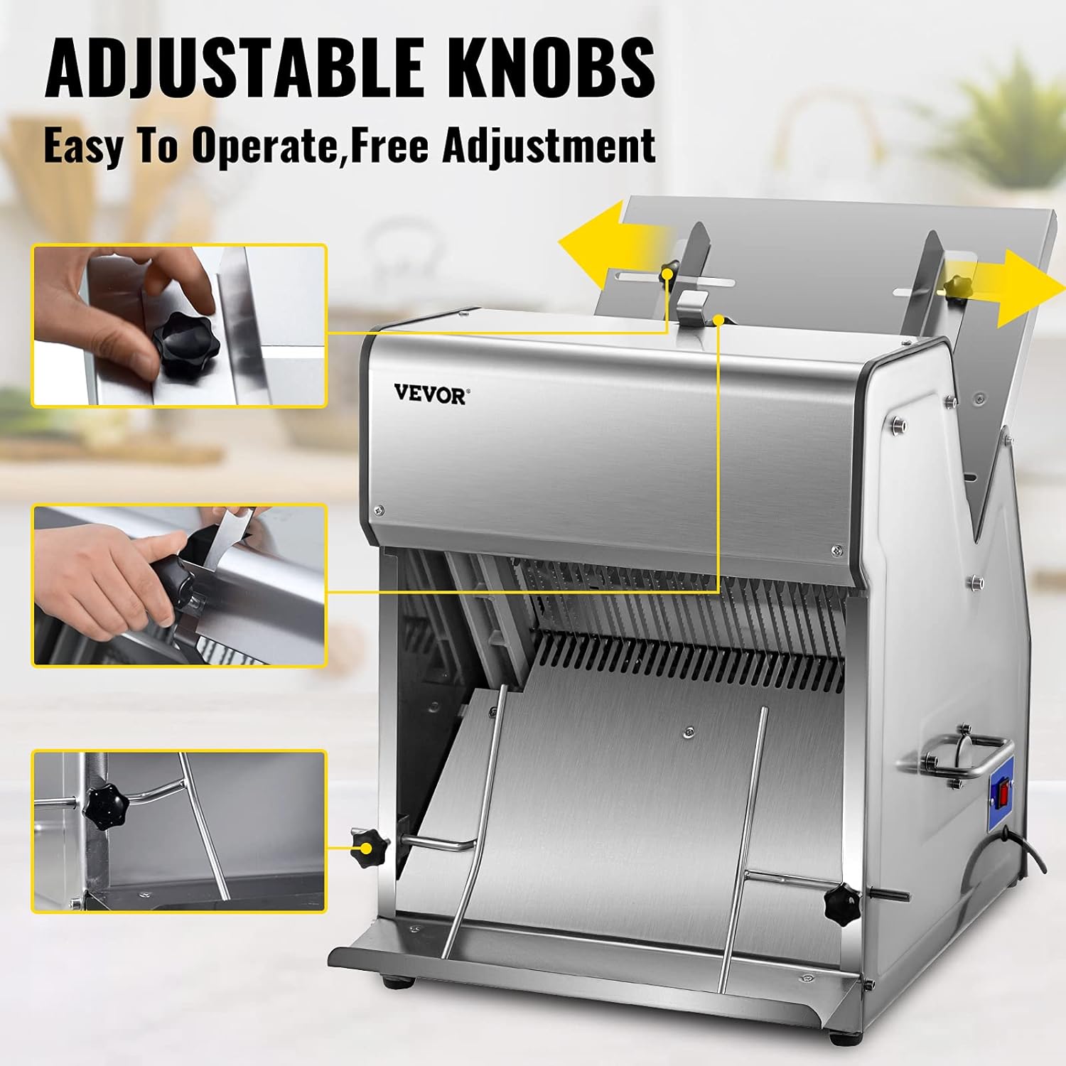 Home AND Kitchen VEVOR Commercial Toast Bread Slicer, 12mm Thickness Electric Bread Cutting Machine, 31PCS Commercial Bakery Bread Slicer, 110V Toast Cutter Cutting Machine, Bread Cutter for Bread Sheet Cutter Cutting - Image 4
