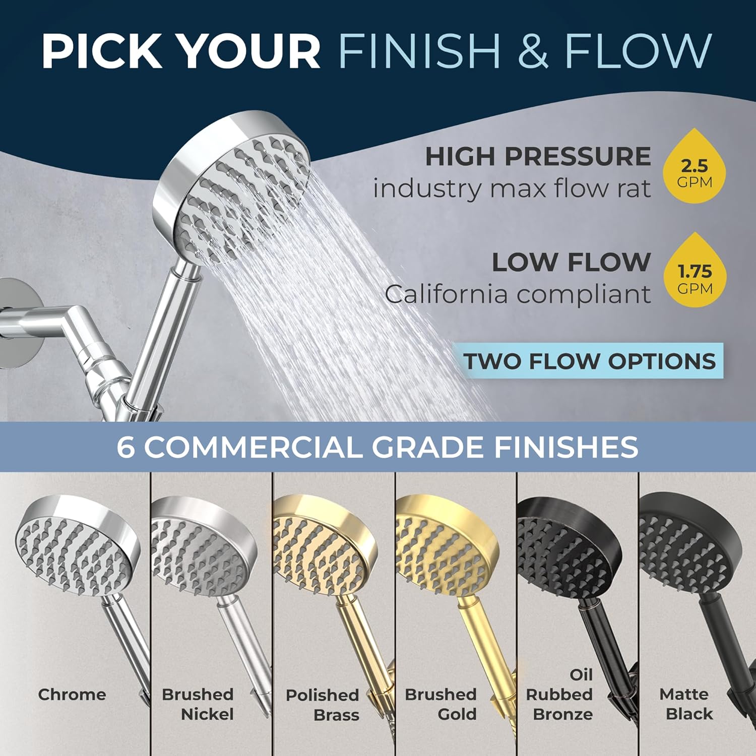 HammerHead Showers? Solid Metal LOW FLOW Handheld Shower Head with Hose and Brass Holder – OIL RUBBED BRONZE ?C Water Saving 1.75 GPM Detachable Shower Head – Adjustable Shower Wand Bracket & 6ft Hose - Image 48